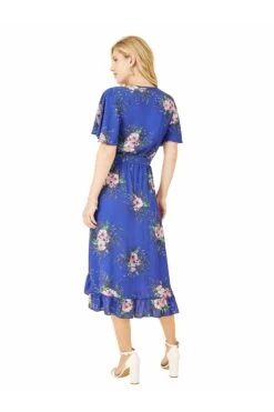 Mela London Blue Floral Dip Hem Wrap Midi Dress 8 Mela London Blue Floral Dip Hem Wrap Midi Dress -Yumi Clothing Shop LEtiYPmp 15762