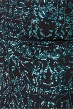 Goddiva Plus Sequin Mesh Embroidered Maxi Dress - Emerald -Yumi Clothing Shop LHW9Gfzi 13430
