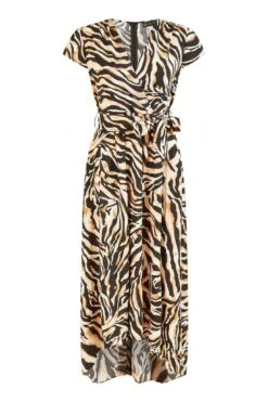 Mela London Zebra Print Dipped Hem Wrap Dress -Yumi Clothing Shop LdnqGiDn 13277