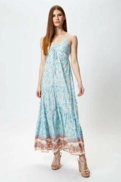 Liquorish Light Blue Floral Cami Maxi Dress
