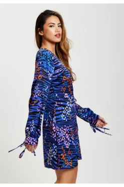 Liquorish Vivid Zebra Print Mini Wrap Dress In Blue 9 Liquorish Vivid Zebra Print Mini Wrap Dress In Blue -Yumi Clothing Shop LxTSrfWm 13897