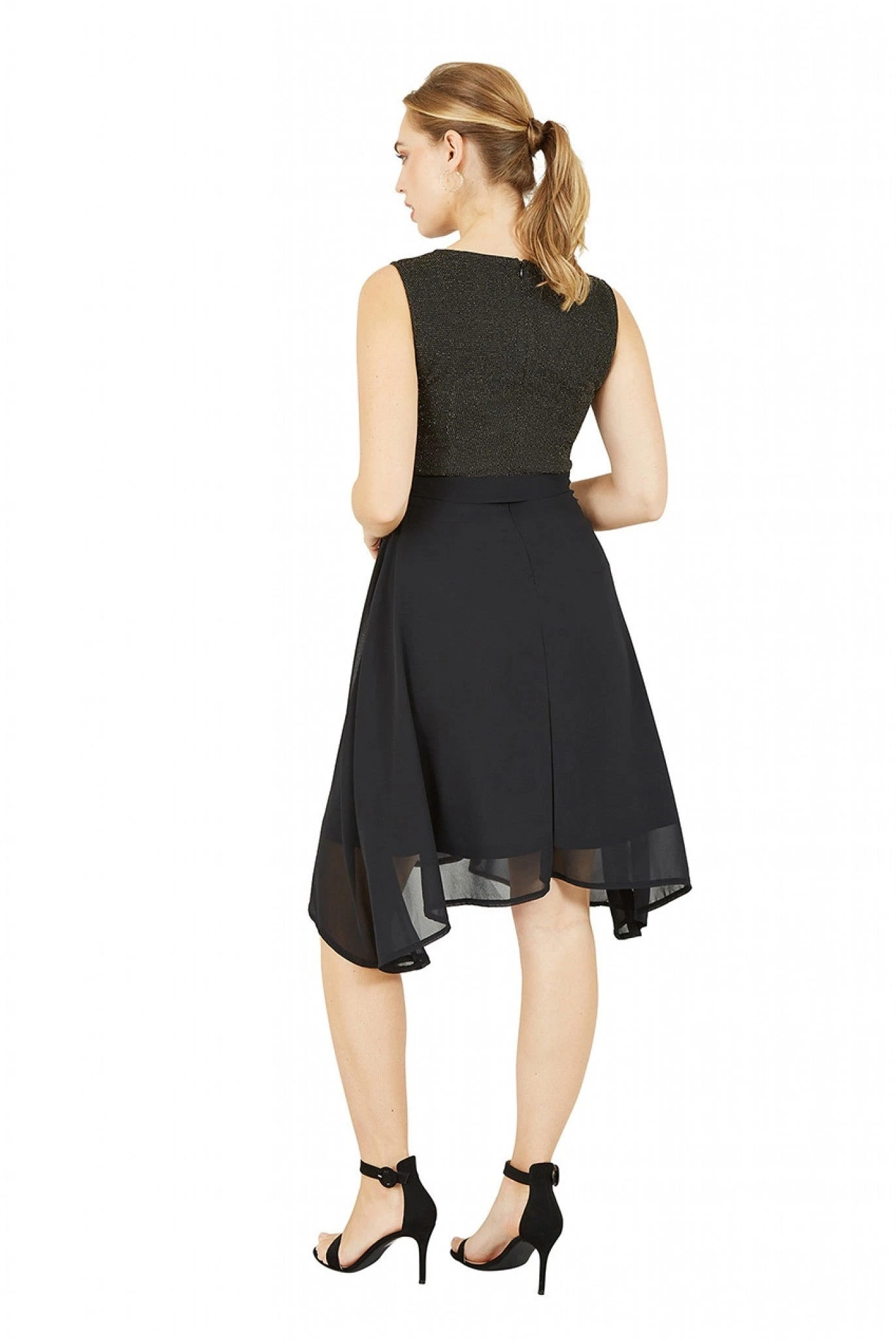 Mela London Gold Sparkle Dress With Woven Skirt 4 Mela London Gold Sparkle Dress With Woven Skirt - Image 4