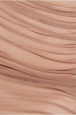 Goddiva Naked Ruched Bodycon Midi Dress - Camel -Yumi Clothing Shop MBGobCbN 11475