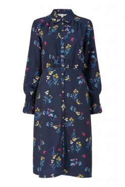 Yumi Recycled Navy Bird Print Shirt Dress -Yumi Clothing Shop MTvXbk6X 14474