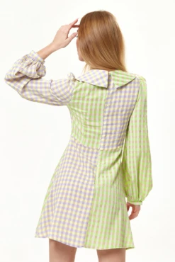 Liquorish Green Check Mini Dress With Collar -Yumi Clothing Shop MazC4fva 15401