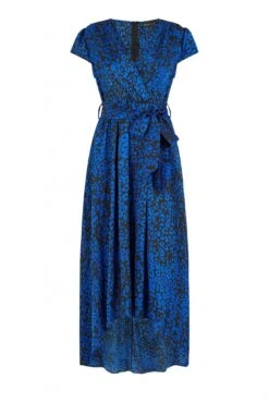 Mela London Blue Animal Print Dip Hem Midi Wrap Dress 10 Mela London Blue Animal Print Dip Hem Midi Wrap Dress -Yumi Clothing Shop MlfnXukX 13278