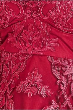 Goddiva Modesty Lace Dipped Hem Midi Dress - Wine -Yumi Clothing Shop Mr44HMZj 15366