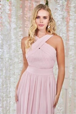 Goddiva Halter Neck Chiffon Maxi Dress - Blush 6 Goddiva Halter Neck Chiffon Maxi Dress - Blush -Yumi Clothing Shop N5ZmKmri 8599