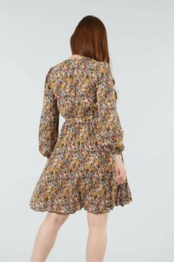 Double Second Mix Col Pleated Wrap Dress 10 Double Second Mix Col Pleated Wrap Dress -Yumi Clothing Shop NBSqjIRd 11899