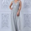 Goddiva Sunray Sequin Maxi Dress - Silver
