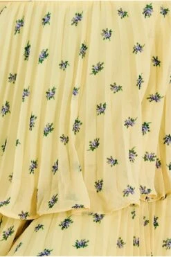 Goddiva Printed Halter Tiered Midi Dress - Light Yellow -Yumi Clothing Shop NRkWyv2T 15279