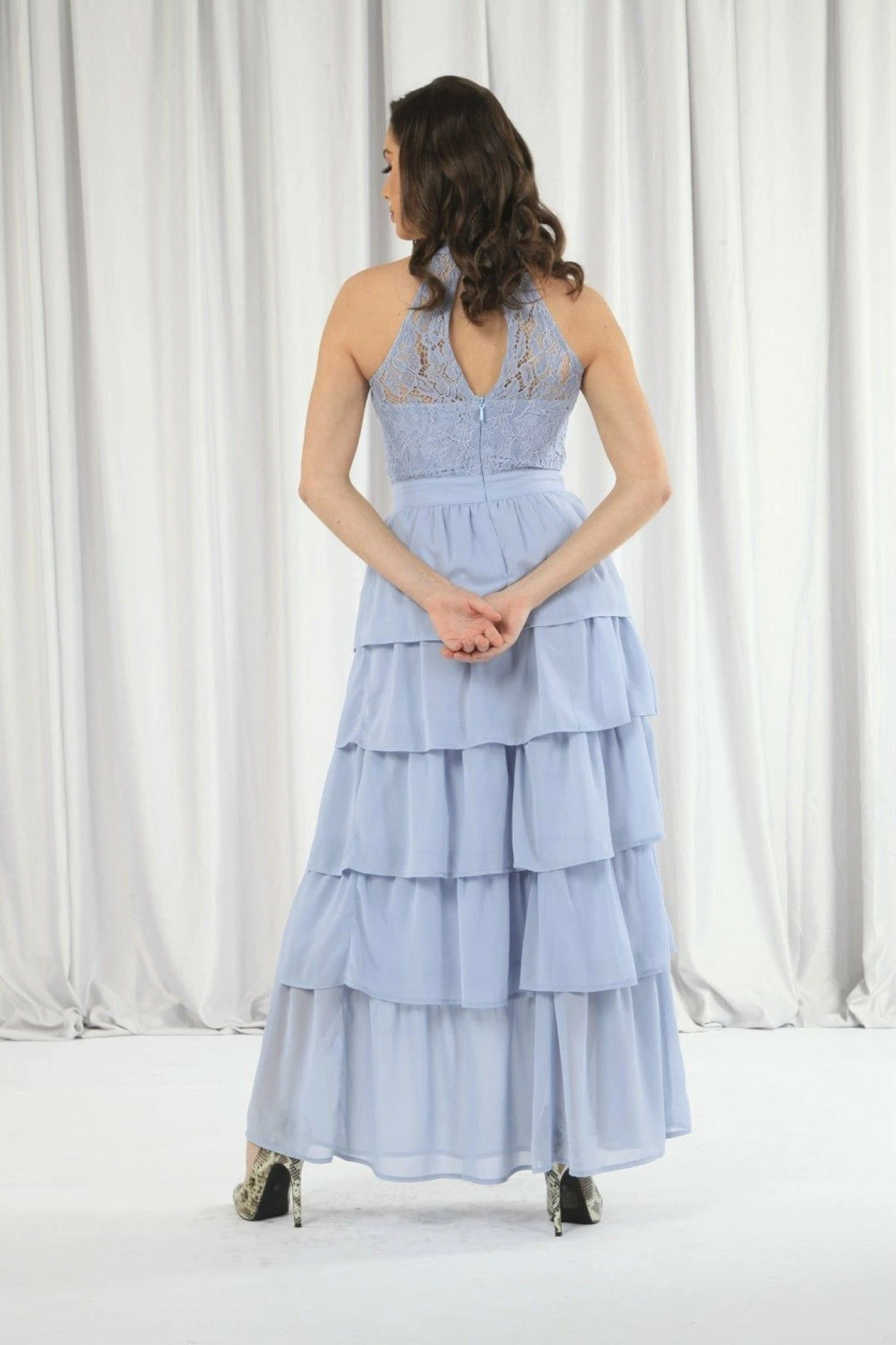 Double Second Light Blue Tiered Bridesmaid Dress 2 Double Second Light Blue Tiered Bridesmaid Dress - Image 2