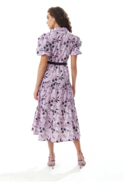 Liquorish Floral Print Button Up Midi Dress In Lilac -Yumi Clothing Shop NmmYWZen 15555