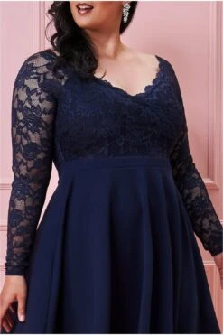 Goddiva Plus Off The Shoulder Lace Skater Dress - Navy -Yumi Clothing Shop NnZKsWUG 5038