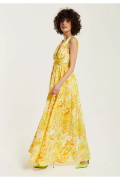 Liquorish Yellow And Orange Floral Print V-neck Maxi Dress 9 Liquorish Yellow And Orange Floral Print V-neck Maxi Dress -Yumi Clothing Shop NrgaYSi1 15651