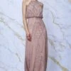 Danaya Art Deco Sequin Evening Blouson Dress - Mocha