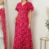 Lilura London Wrap Front Maxi Dress In Red & Black