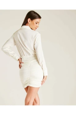 Dusty Pink Ruched Silky Mini Dress 6 Dusty Pink Ruched Silky Mini Dress -Yumi Clothing Shop OB8oIvNj 12204