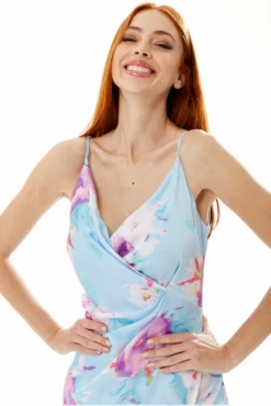 Liquorish Floral Print Maxi Wrap Dress In Blue -Yumi Clothing Shop OVxzW5Hq 10689