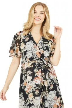 Mela London Black Floral High Low Wrap Dress -Yumi Clothing Shop Odsza8Q6 13926