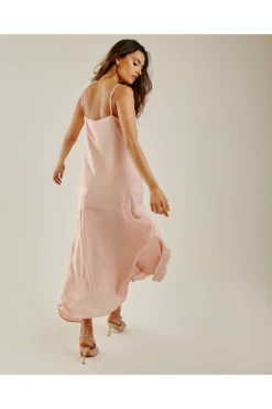 Dusty Pink Silky Slip On Dress -Yumi Clothing Shop Ol0lf5Qg 11572