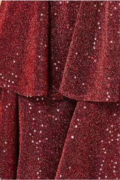 Goddiva Sequin Lurex Tiered Midi Dress - Wine -Yumi Clothing Shop Om4qqyXN 13465