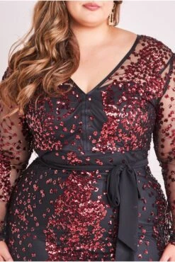 Goddiva Plus Spread On Sequin Maxi Dress - Wine -Yumi Clothing Shop Orjyy1BJ 13109