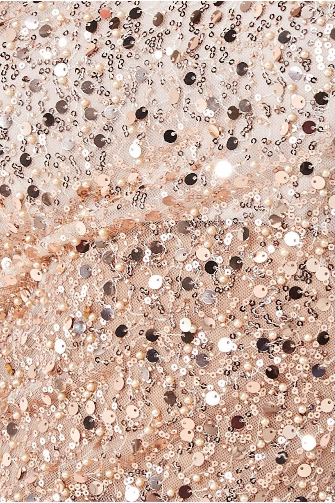 Goddiva Naked Sheer Sequin Bodycon Midi Dress - Champagne 5 Goddiva Naked Sheer Sequin Bodycon Midi Dress - Champagne - Image 5