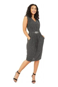 Mela London Silver Belted Bodycon Dress