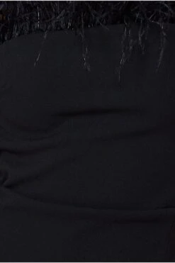 Goddiva Feather Boobtube Midi Dress - Black -Yumi Clothing Shop Png2J4yN 13266
