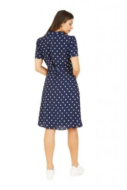 Yumi Navy Spot Retro Shirt Dress -Yumi Clothing Shop PvvzvItn 14884