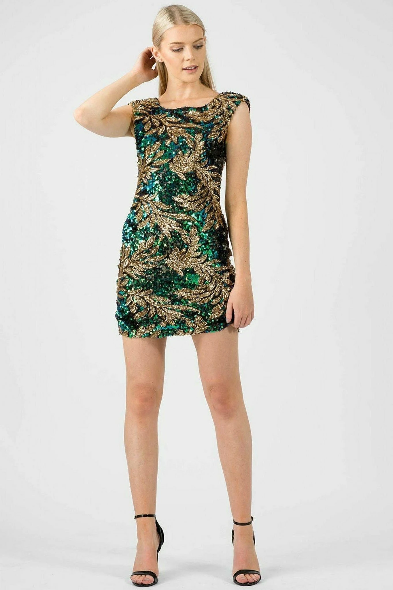 Aftershock London Sequin Leaf Bodycon Dress 2 Aftershock London Sequin Leaf Bodycon Dress - Image 2