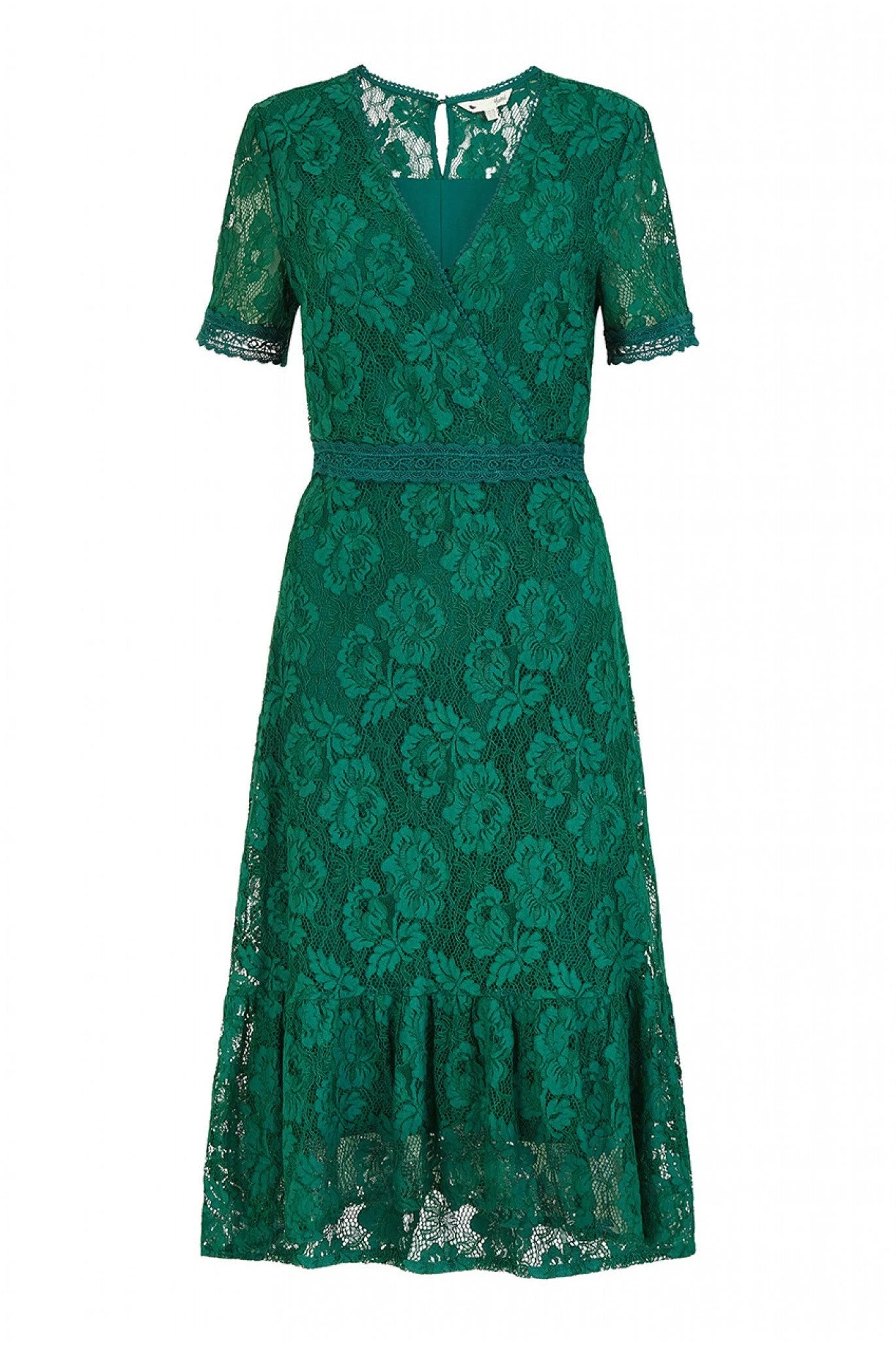 Yumi Green Lace Skater Midi Dress With Ruffle Hem 5 Yumi Green Lace Skater Midi Dress With Ruffle Hem - Image 5
