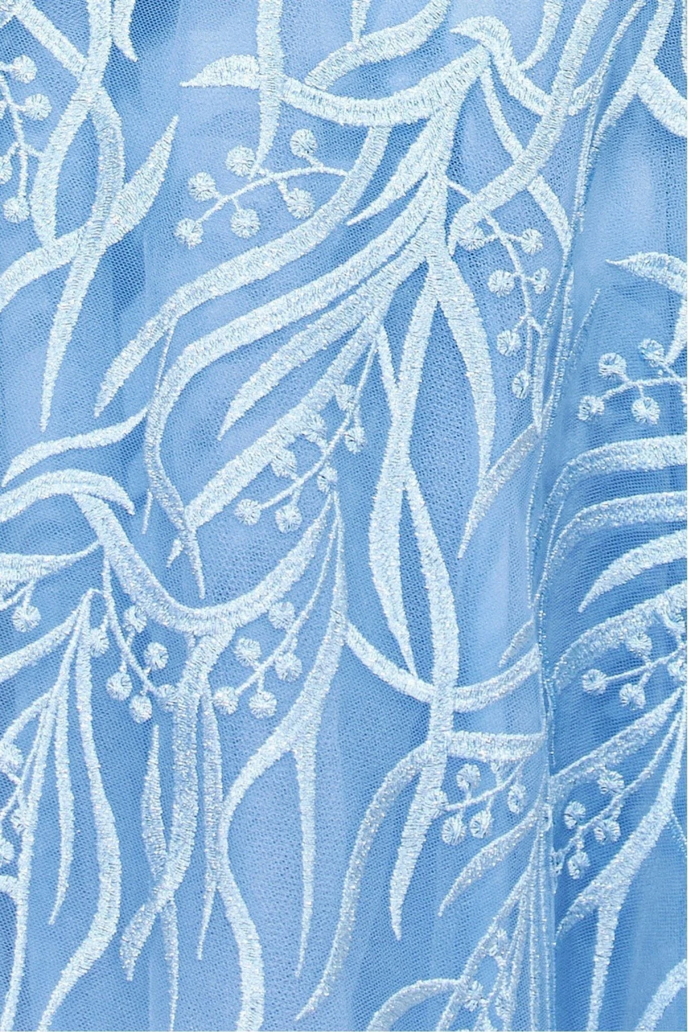 Goddiva Embroidered Mesh Midi Dress - Powder Blue 4 Goddiva Embroidered Mesh Midi Dress - Powder Blue - Image 4