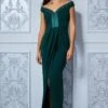 Goddiva Off The Shoulder Tulip Maxi Dress - Emerald Green