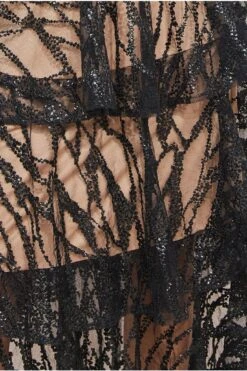 Goddiva Embroidered Mesh Tiered Midi Dress - Black -Yumi Clothing Shop QSx7kS1f 15228