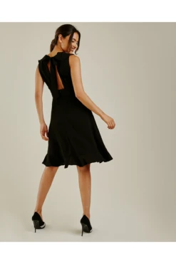 Dusty Pink Ruffled Swing Midi Dress | Black -Yumi Clothing Shop QZKCkTp7 11521