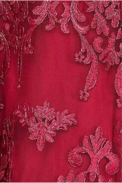 Goddiva Scalloped Lace Dipped Hem Midi Dress - Wine -Yumi Clothing Shop QkJoItpf 13771