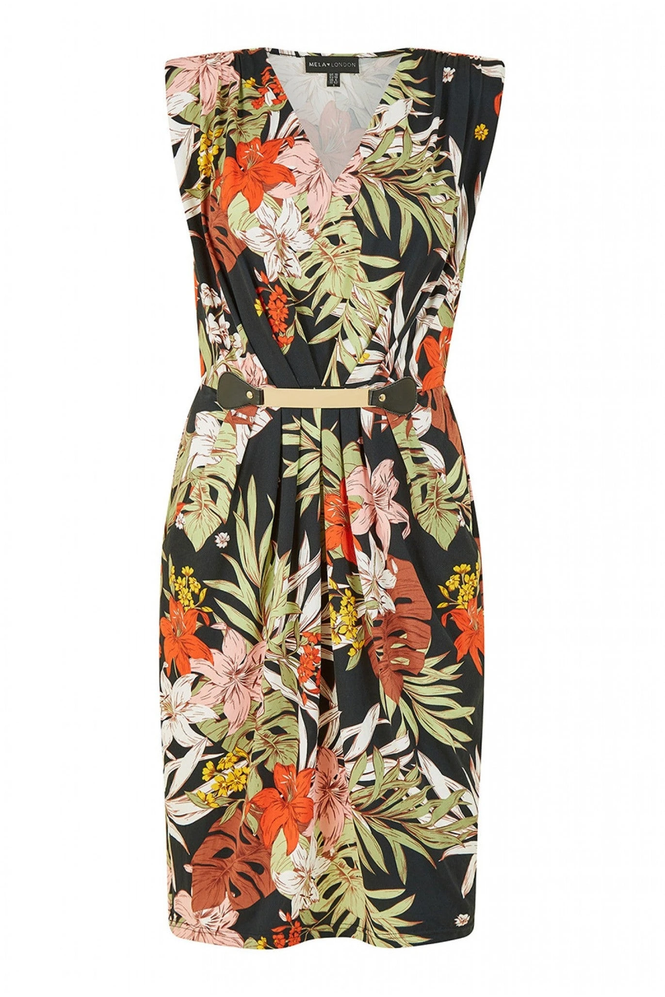 Mela London Black Leaf Print Jersey Pocket Dress 5 Mela London Black Leaf Print Jersey Pocket Dress - Image 5