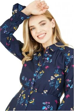 Yumi Recycled Navy Bird Print Shirt Dress -Yumi Clothing Shop QwGR6rAF 14474