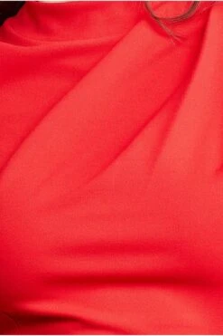 Goddiva Pleated Shoulder High Neck Midi Dress - Red -Yumi Clothing Shop Qy9AP4zR 15528
