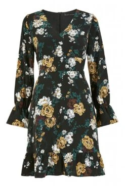 Mela London Black Rose Skater Dress With Frill Hem 9 Mela London Black Rose Skater Dress With Frill Hem -Yumi Clothing Shop R56qeg7y 13933