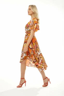 Liquorish Fake Wrap Midi Dress In Orange Floral 5 Liquorish Fake Wrap Midi Dress In Orange Floral -Yumi Clothing Shop RNgLClYF 8889