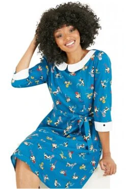 Yumi Recycled Teal Cat And Wool Print Skater Dress -Yumi Clothing Shop RSJVQDGh 13962