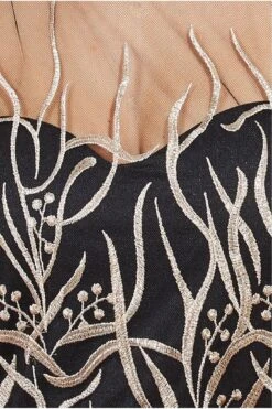 Goddiva Embroidered Mesh Midi Dress - Black -Yumi Clothing Shop RifJALGO 15108