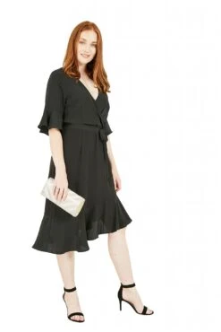 Mela London Black Wrap Dropped Sleeve Dress -Yumi Clothing Shop RxKSkfuz 14444