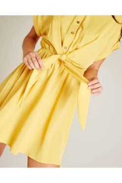 Dusty Pink Tie Up Front Swing Dress | Yellow -Yumi Clothing Shop SAlmUKes 12209