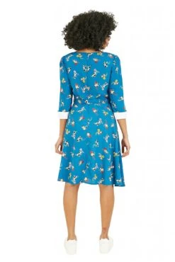 Yumi Recycled Teal Cat And Wool Print Skater Dress -Yumi Clothing Shop SDbOn2xe 13962