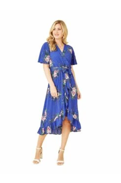Mela London Blue Floral Dip Hem Wrap Midi Dress 7 Mela London Blue Floral Dip Hem Wrap Midi Dress -Yumi Clothing Shop SEaOEpv0 15762
