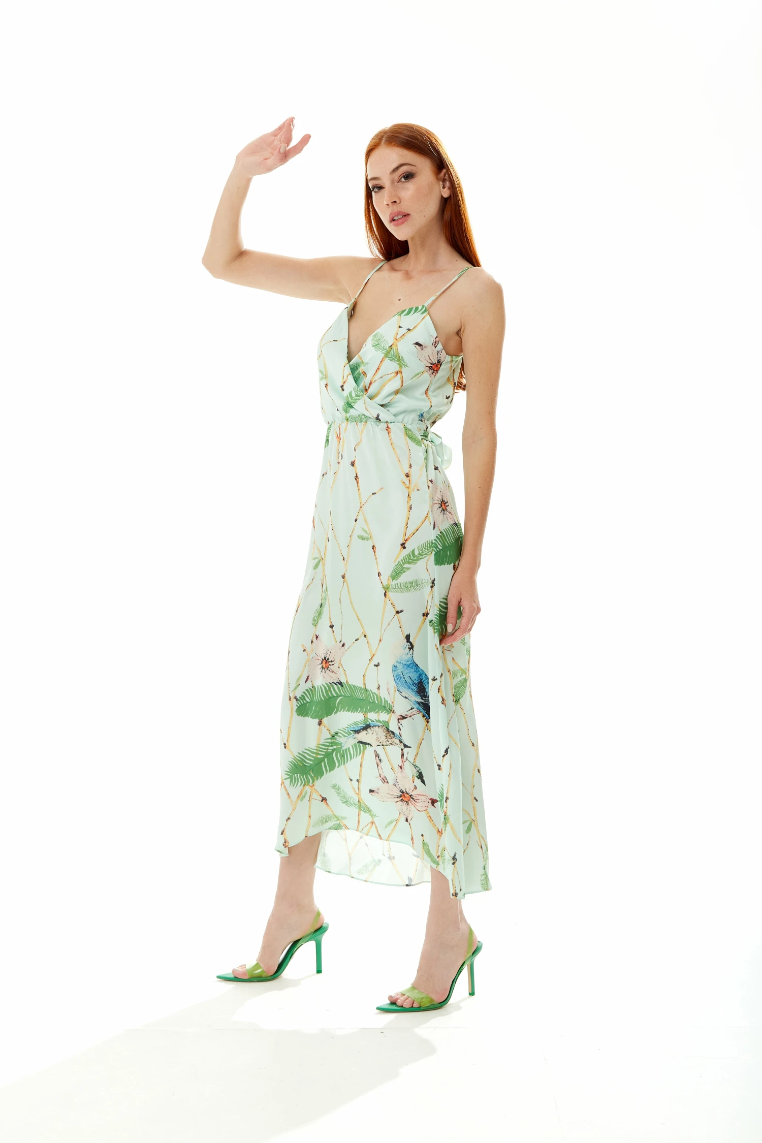 Liquorish Bird Print Cami Maxi Dress In Mint Green 2 Liquorish Bird Print Cami Maxi Dress In Mint Green - Image 2